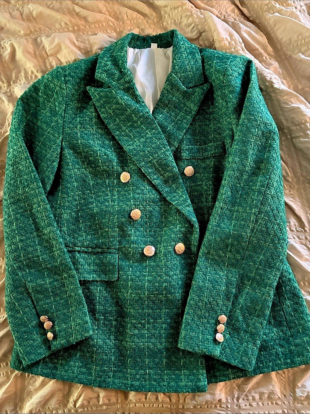 Double-Breasted Green Blazer